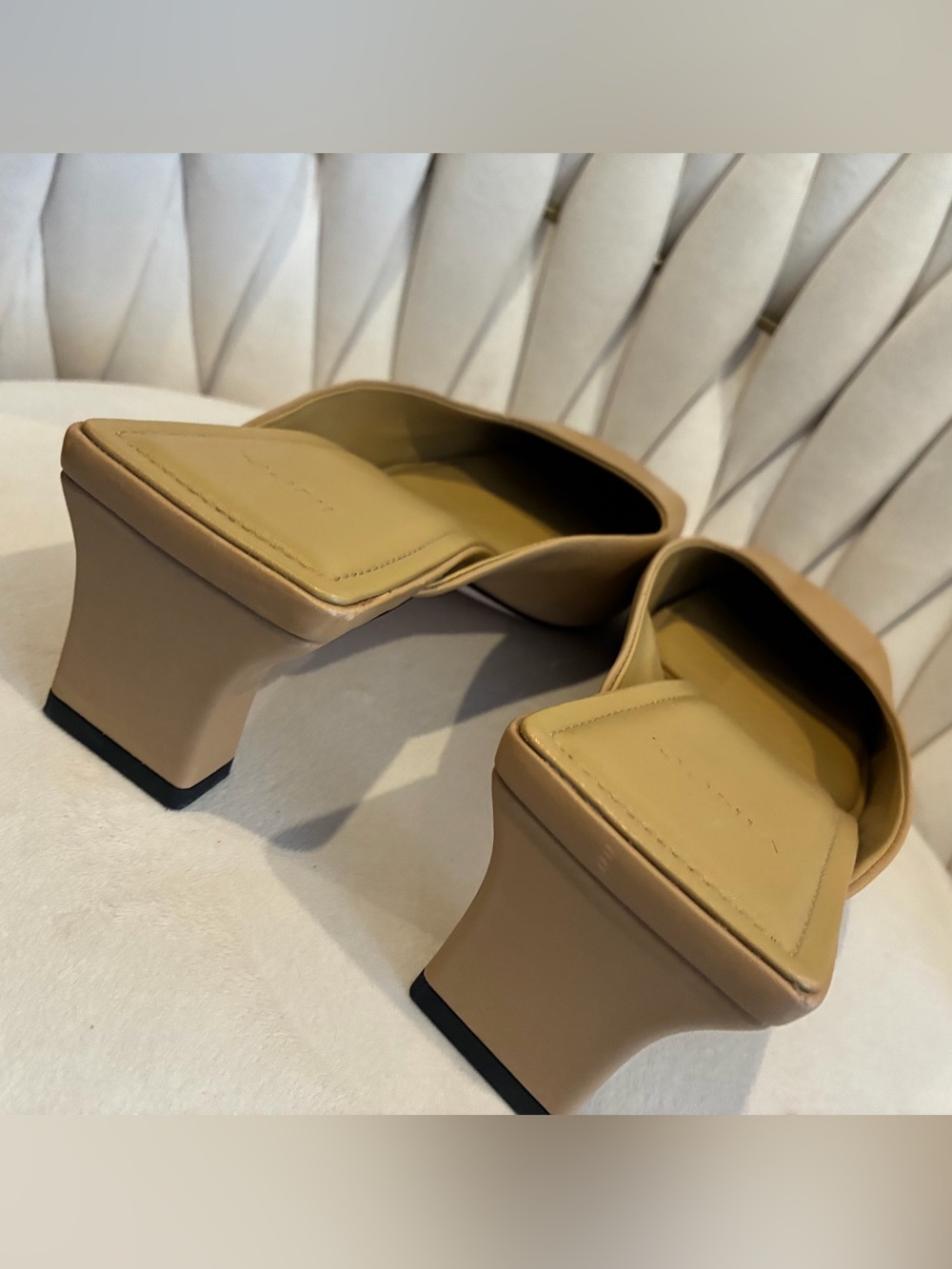 Vince Electra Women's Square-Toe Slip-On Mules in Tan - Picture 5 of 9